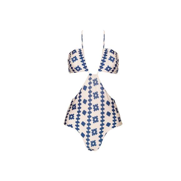 New Anthropologie Encantadore Leti Blueguer Geo One-Piece Swimsuit $160 SMALL - Picture 6 of 6